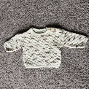 Quilted Cream Baby Wrap Romper with Bunny Print